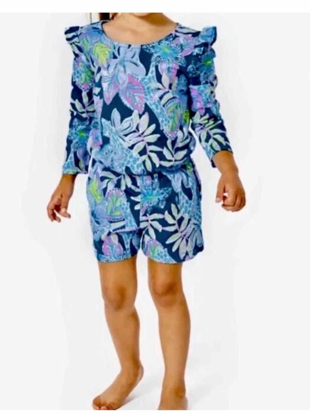 NWT Lilly Pulitzer Sasha Floral macaw print Kids One-Piece Romper size L 8 / 10